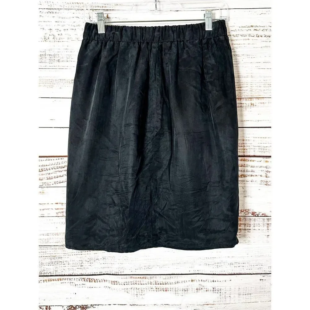 J. Crew Women's Knot Side Lined Asymmetrical Hem Wrap Mini Skirt Black Size 0